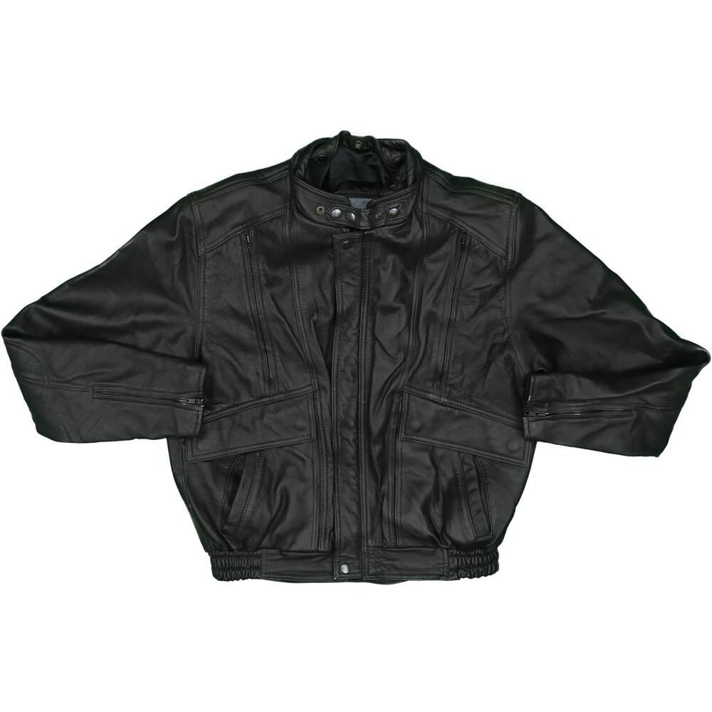 Cosmos Motorcycle Biker Rider Leather Bomber Jacket M